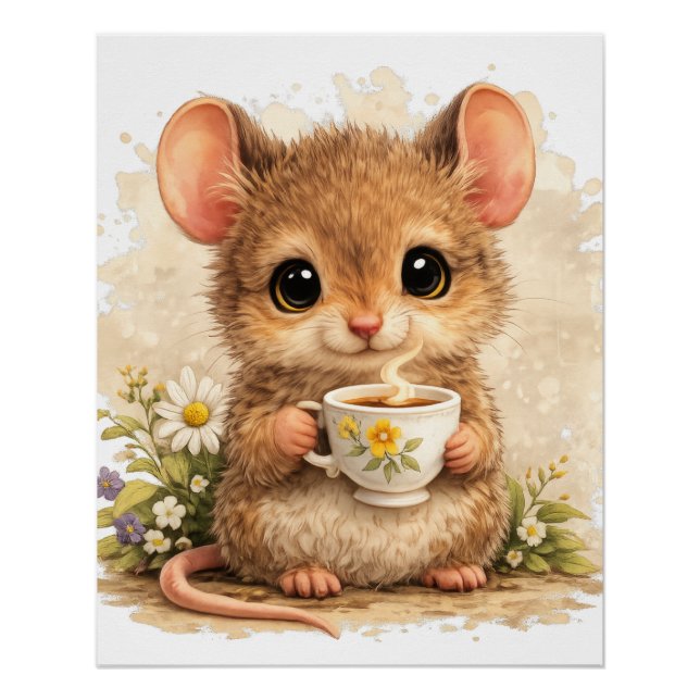 Cute Mouse Tea Poster Kawaii Animal (Front)