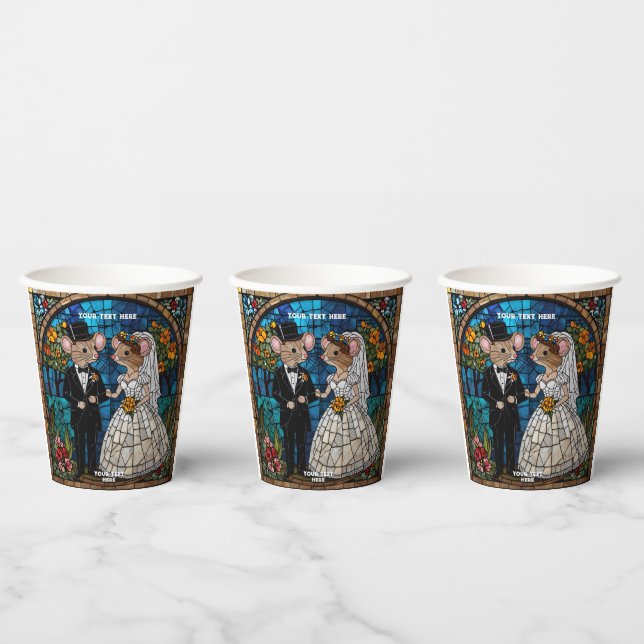 Cute Mouse Wedding Couple coasters Paper Cups (Multi)