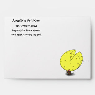 Cute mouse with cheese cartoon illustration envelope