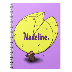 Cute mouse with cheese cartoon illustration notebook