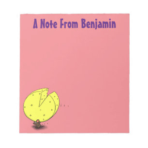 Cute mouse with cheese cartoon illustration notepad