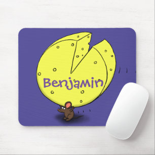 Cute mouse with cheese cartoon illustration pad
