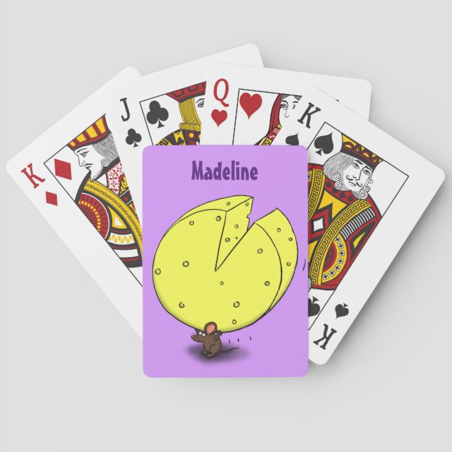 Cute mouse with cheese cartoon illustration playing cards (Back)