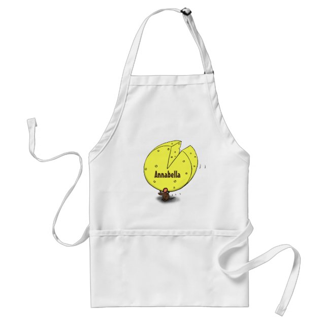 Cute mouse with cheese cartoon illustration standard apron (Front)