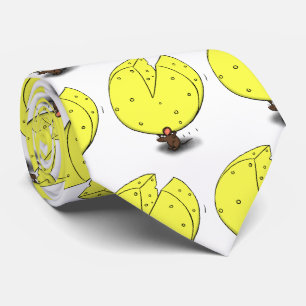 Cute mouse with cheese cartoon illustration tie
