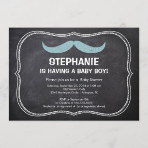 Cute Moustache Boys Baby Shower Invitation