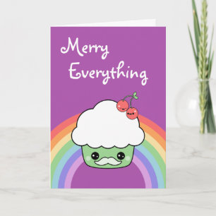 Cute Moustache Cupcake Holiday Card