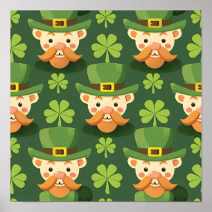 Cute Moustache Leprechaun Poster