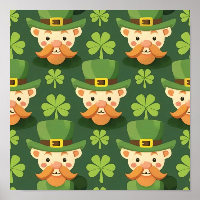Cute Moustache Leprechaun Poster (Front)