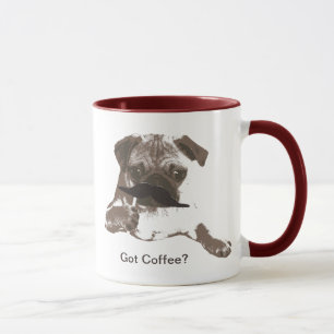 Cute Moustache Pug Coffee Mugs