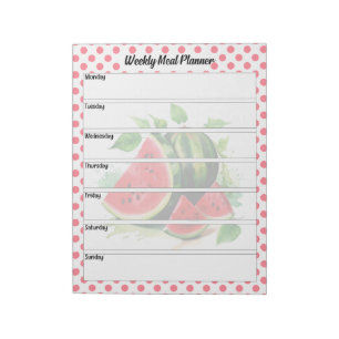 Cute Mouth Watering Watermelon Weekly Meal Planner Notepad