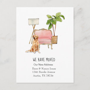 Cute "moved with dog moving announcement Postcard