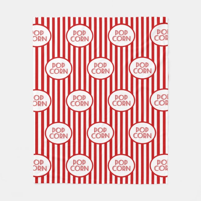 Cute Movie night popcorn red white blanket (Front)