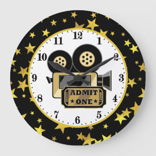 cute movie theatre lovers large clock