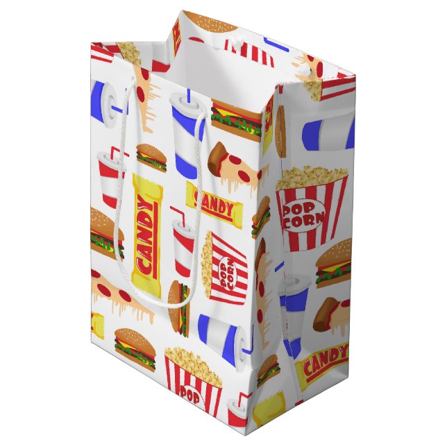 Cute Movie Theatre party tiled Medium Gift Bag (Front Angled)
