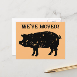 Cute moving postcards with pig silhouette