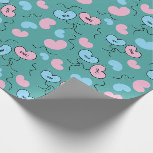 Cute Mr and Mrs Balloons Engagement Party Seamless Wrapping Paper