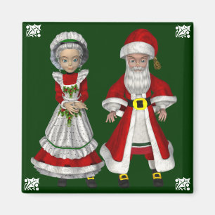 Cute Mr. and Mrs. Claus Christmas Magnet