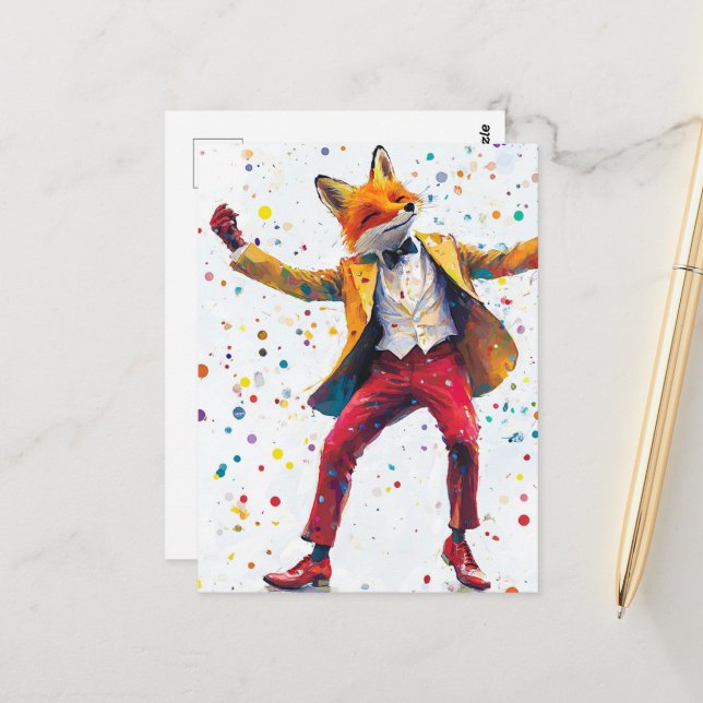 Cute Mr. Foxy Postcard (Front/Back In Situ)