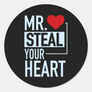 Cute Mr. Steal Your Heart Valentines Day Classic Round Sticker