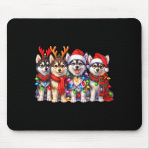 Cute Msky Christmas Dogs With Lights Long Sleeve  Mouse Pad