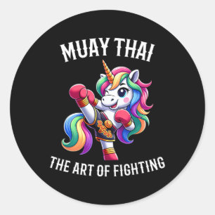 Cute Muay Thai Unicorn - Kickboxing And Unicorn Th Classic Round Sticker