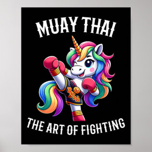 Cute Muay Thai Unicorn - Kickboxing And Unicorn Th Poster