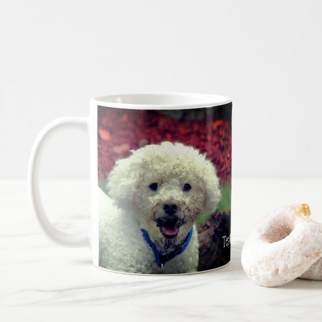 Cute Muddy Faced Poodle Personalised Coffee Mug (With Donut)