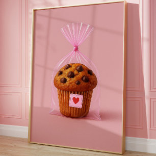 Cute Muffin Art Print, Cosy Kitchen Bakery Wall  Poster