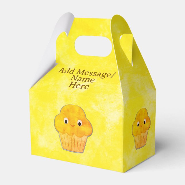 Cute Muffin Drawing Custom Name Favour Box (Front Side)