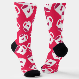 Cute mug seamless pattern socks