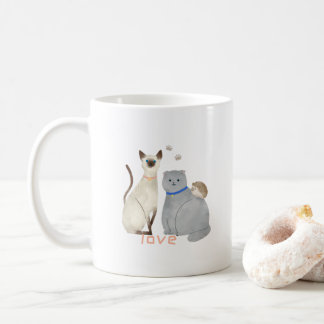 Cute mug with Cats and a Hedgehog : Love