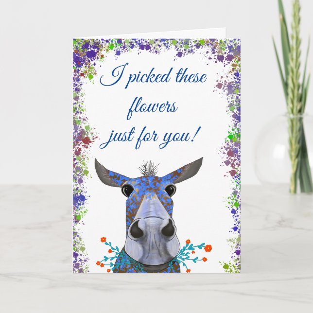 Cute Mule Cartoon Animal Mothers Day Card (Front)