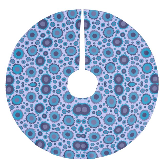 Cute multi blue colours suns patterns brushed polyester tree skirt (Front)