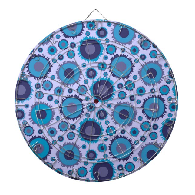 Cute multi blue colours suns patterns dartboard (Front)