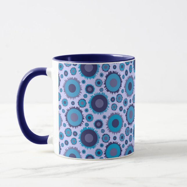 Cute multi blue colours suns patterns mug (Left)