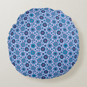 Cute multi blue colours suns patterns round cushion