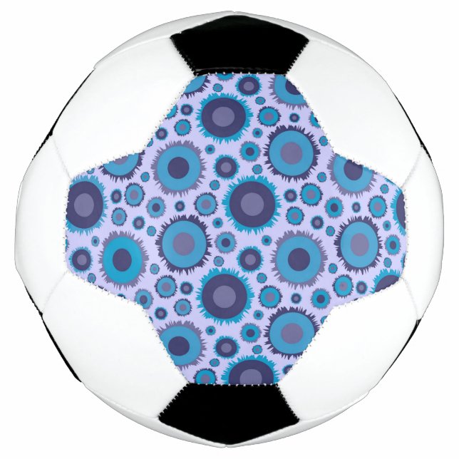 Cute multi blue colours suns patterns soccer ball (Front)