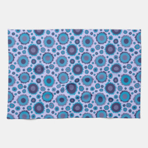 Cute multi blue colours suns patterns tea towel