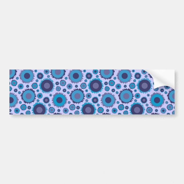 Cute multi blue colours suns patterns tile bumper sticker (Front)