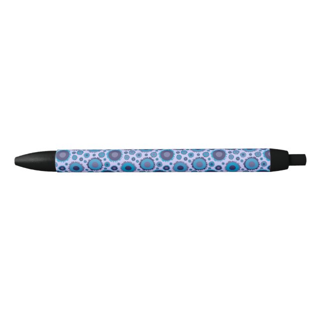 Cute multi blue colours suns patterns tile ink pen (Front)