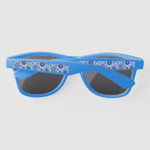 Cute multi blue colours suns patterns tile sunglasses
