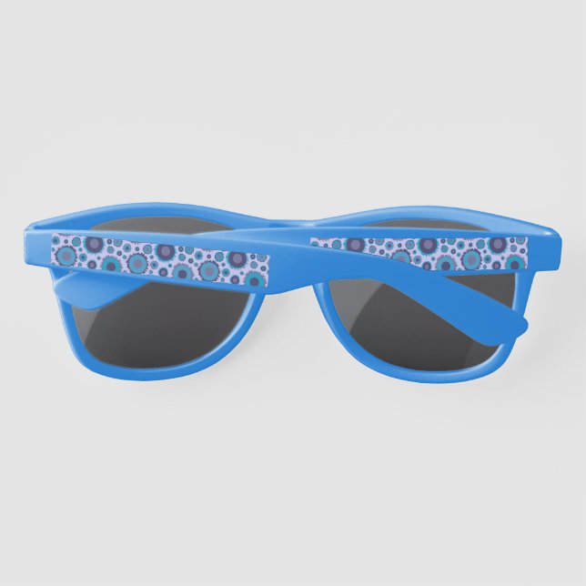 Cute multi blue colours suns patterns tile sunglasses (Back)