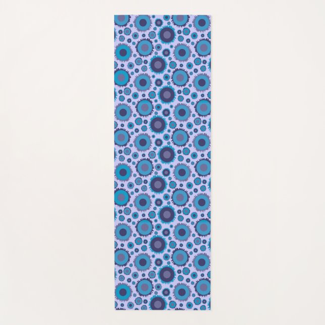 Cute multi blue colours suns patterns tile yoga mat (Front)