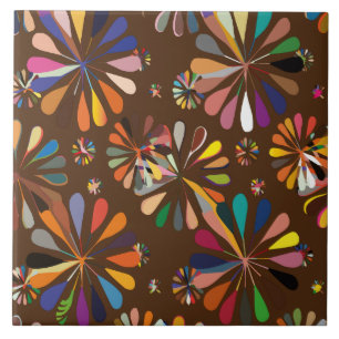Cute Multi-Colour flowers Ceramic Tile