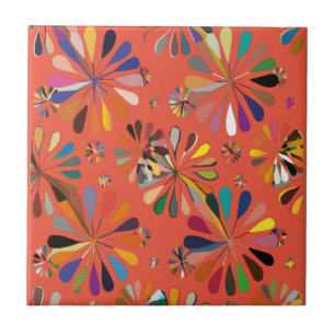 Cute Multi-Colour flowers Ceramic Tile