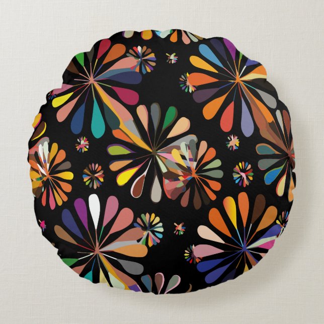 Cute Multi-Colour flowers Round Cushion (Front)