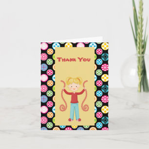 Cute, Multi Colour Girls Arcade Thank You Card