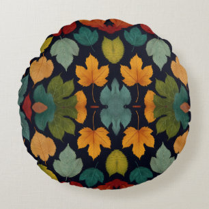 Cute multi coloured Leaf's Round Cushion