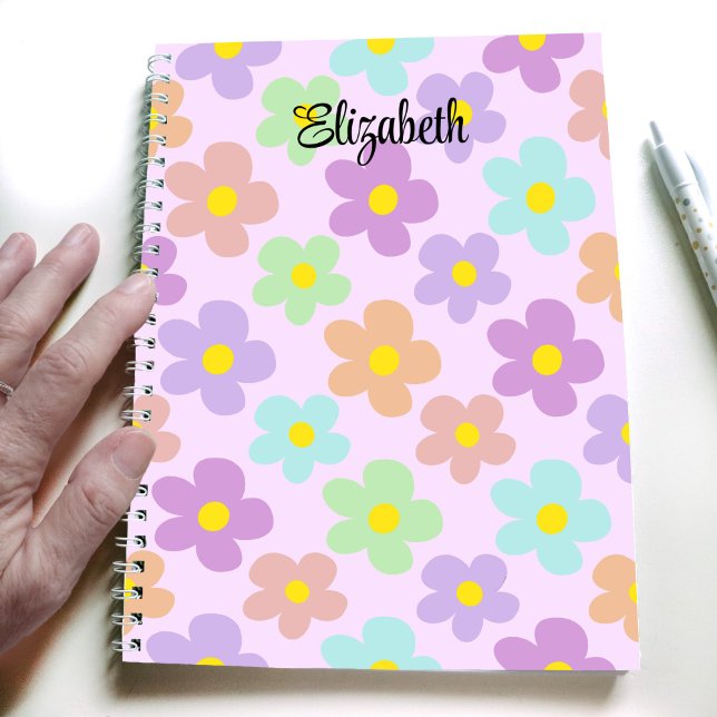Cute multi coloured retro daisies girly journallin notebook (Creator Uploaded)